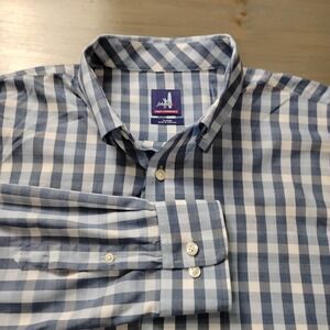 johnnie-O Prepformance Size XL Blue Navy Grid Plaid Lightweight Button Down